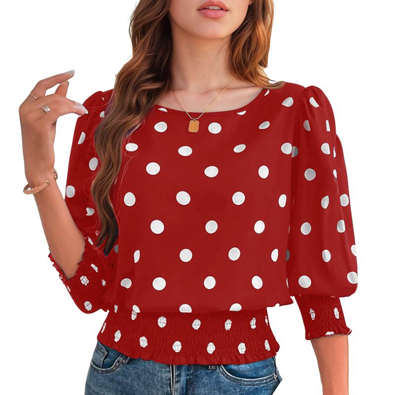 ZANZEA Женская повседневная блузка с круглым вырезом и рукавами 3/4 свободного кроя с принтом в горошек 5XL
ZANZEA Женская повседневная блузка с круглым вырезом и рукавами 3/4 свободного кроя с принтом в горошек 5XL