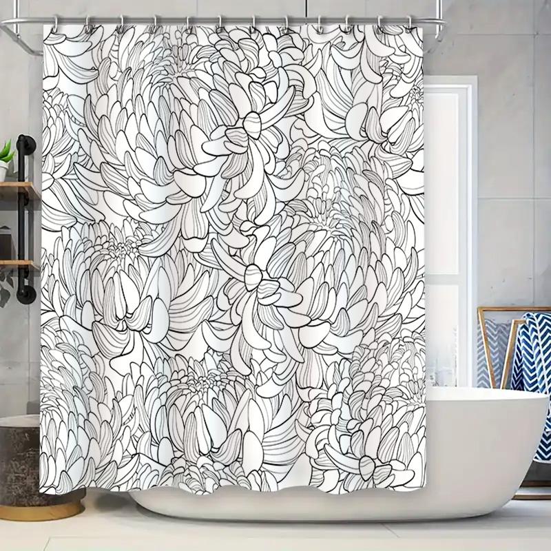 Decorative Black White Chrysanthemum Shower Curtain Luxury Floral Bath Decor For Bathroom Large Size Printed Bathtub Curtain W60H190(CM)-1 Pcs
Decorative Black White Chrysanthemum Shower Curtain Luxury Floral Bath Decor For Bathroom Large Size Printed Bathtub Curtain W60H190(CM)-1 Pcs