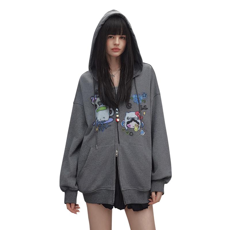 UNIFREE Illustrator Print American Style Hooded Full-Zip Sweatshirt Jacket M
UNIFREE Illustrator Print American Style Hooded Full-Zip Sweatshirt Jacket M