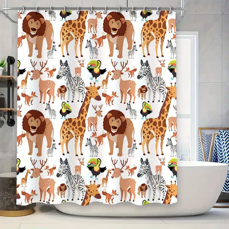 Animal Print Shower Curtain Cartoon Giraffe Lion Decorative Bath Rug With Hooks Set For Kids Bathroom Accessories Home Decoratio W60H190(CM)-1 Pcs
Animal Print Shower Curtain Cartoon Giraffe Lion Decorative Bath Rug With Hooks Set For Kids Bathroom Accessories Home Decoratio W60H190(CM)-1 Pcs