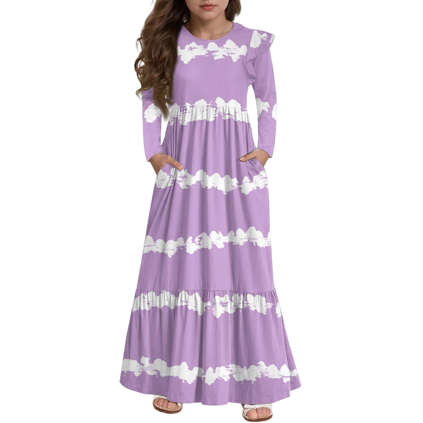 Girls Tiered Ruffle Dress - Long Sleeve Printed Maxi With Pockets 130
Girls Tiered Ruffle Dress - Long Sleeve Printed Maxi With Pockets 130