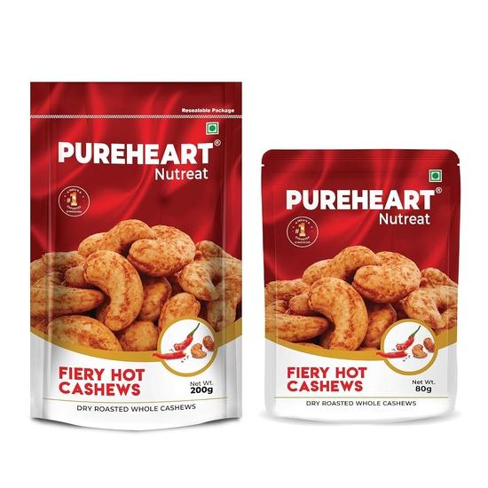 Pureheart Nutreat Fiery Hot Cashews (Pack of 200 g & 80 g), Premium Spicy Roasted Masala Cashew Nuts/Kaju Dry Fruit |Fiber Rich Chili Cashews
Pureheart Nutreat Fiery Hot Cashews (Pack of 200 g & 80 g), Premium Spicy Roasted Masala Cashew Nuts/Kaju Dry Fruit |Fiber Rich Chili Cashews