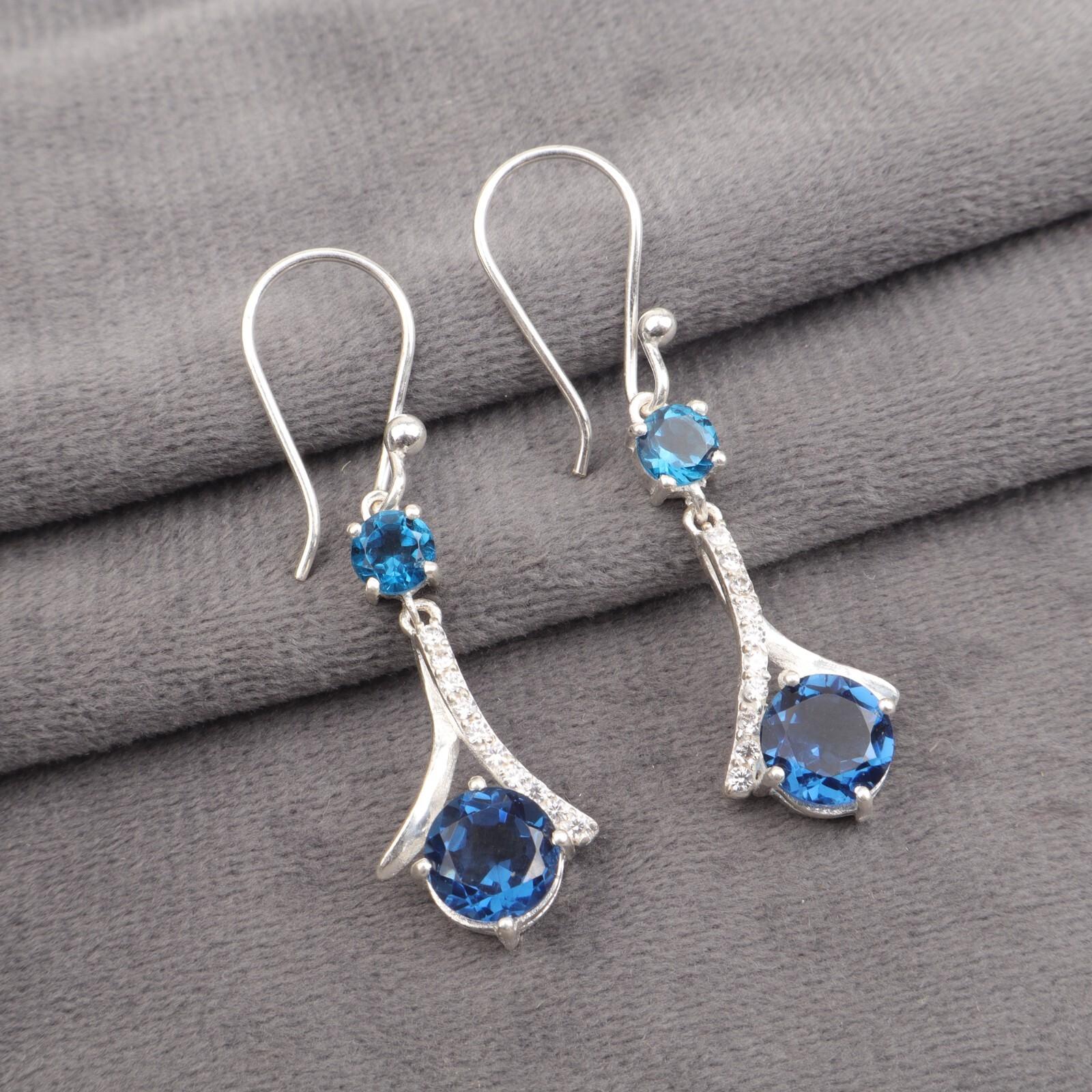 London Blue Topaz Gemstone 925 Stamped Silver Jewelry Zircon Hook Earrings 1.84 CZE-9-10
London Blue Topaz Gemstone 925 Stamped Silver Jewelry Zircon Hook Earrings 1.84 CZE-9-10