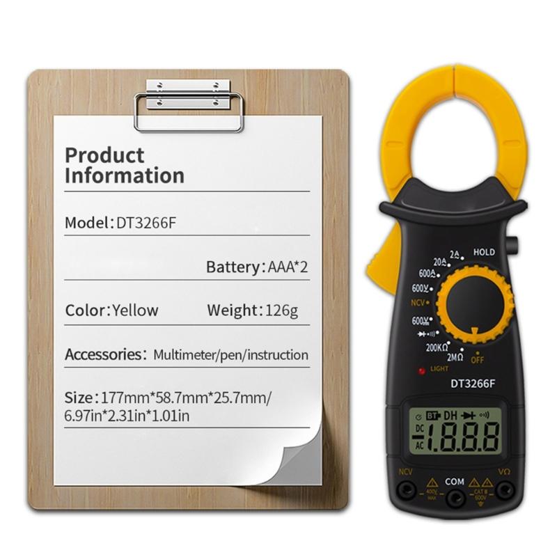 DT3266F LCD Digital Clamp Multimeter Amperemeter /for Voltage Current Ampere NCV Resistance Diode Tester Easy to Us чорний
DT3266F LCD Digital Clamp Multimeter Amperemeter /for Voltage Current Ampere NCV Resistance Diode Tester Easy to Us чорний
