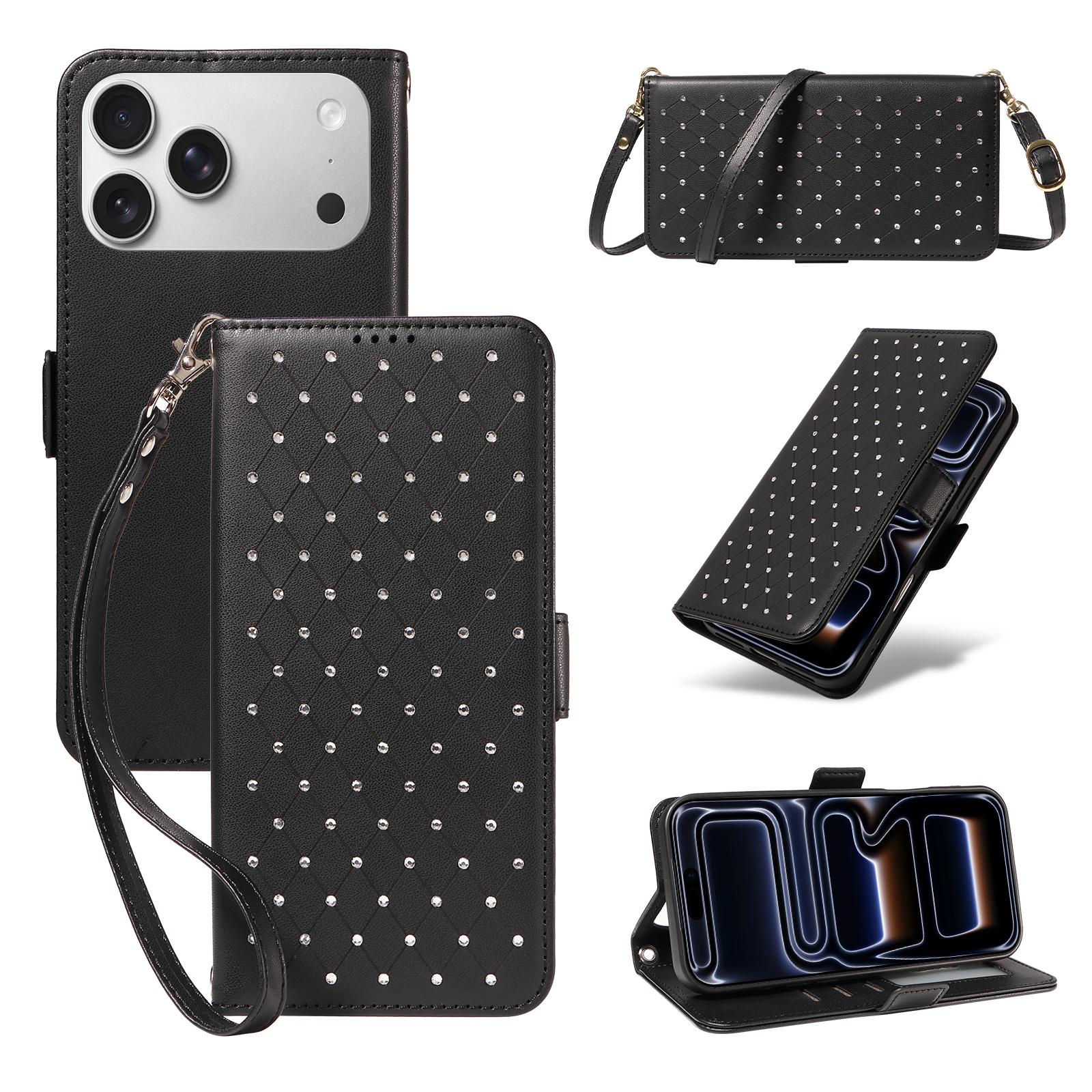 For iPhone 17 Pro Max Leather Case Rhinestone Decor Rhombus Pattern Wallet Stand Flip Phone Cover with Straps
For iPhone 17 Pro Max Leather Case Rhinestone Decor Rhombus Pattern Wallet Stand Flip Phone Cover with Straps