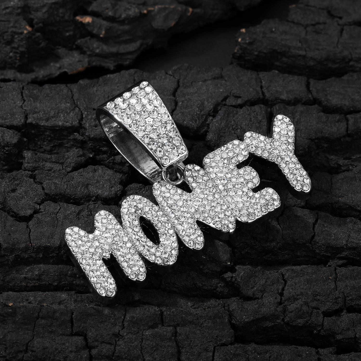European and American Hip-hop Accessories: Money Letter Pendant, Alloy, Fully Diamond-encrusted Cuban Necklace
European and American Hip-hop Accessories: Money Letter Pendant, Alloy, Fully Diamond-encrusted Cuban Necklace