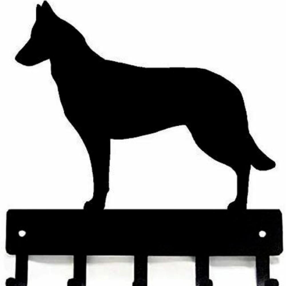 Брелок для ключей и вешалка для поводка для собак породы малинуа, ширина 9 дюймов/6 дюймов, металлическое настенное искусство