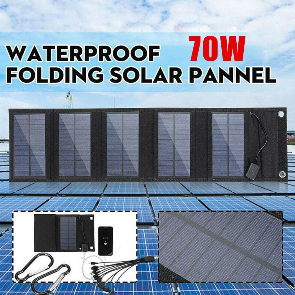 12W Foldable Solar Charger: 70W Adjustable 5V USB, Portable Outdoor Mobile Phone Solar Panel Black + Carabiner
12W Foldable Solar Charger: 70W Adjustable 5V USB, Portable Outdoor Mobile Phone Solar Panel Black + Carabiner
