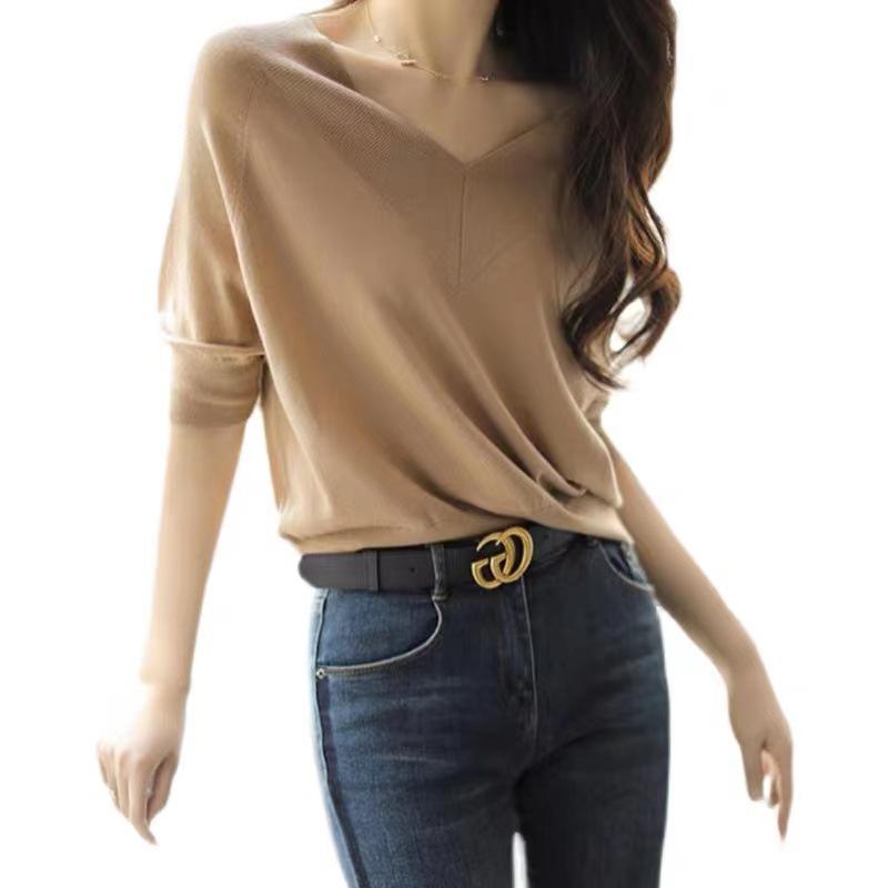 Темпераментный трикотажный топ с V-образным вырезом и рукавами «летучая мышь» для женщин - Летний дизайн 2024 с короткими рукавами, свободного кроя, стройнящий XXXL
Темпераментный трикотажный топ с V-образным вырезом и рукавами «летучая мышь» для женщин - Летний дизайн 2024 с короткими рукавами, свободного кроя, стройнящий XXXL