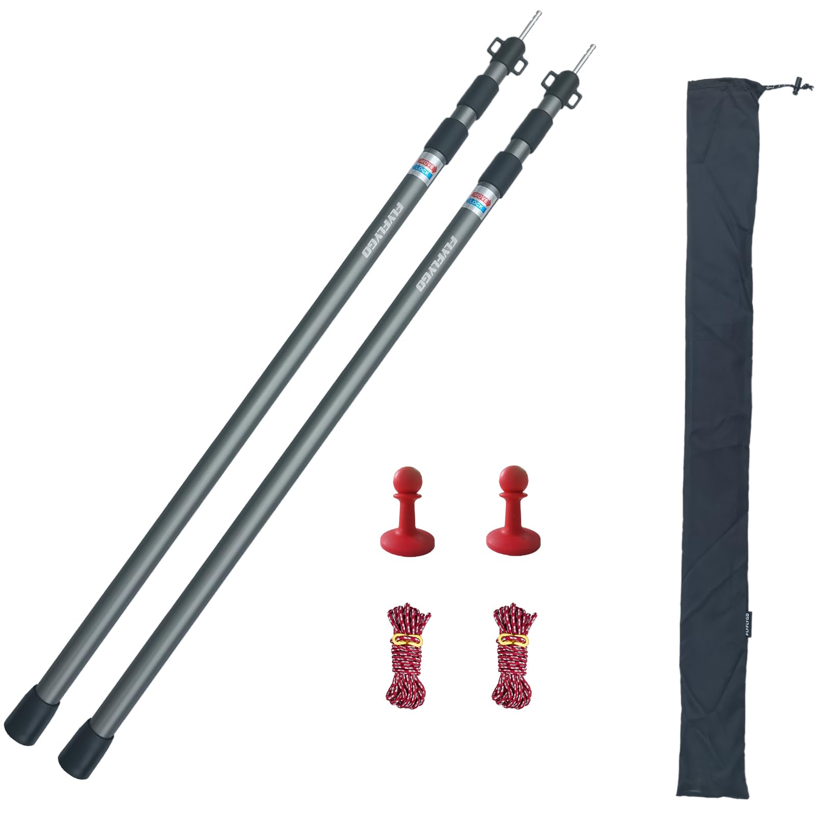 FLYFLYGO Telescoping Aluminum Tent Pole Diameter 28mm Stepless Adjustment Set of 2 Sliding Type Easy Height Adjustment Storage Bag Included (Height
FLYFLYGO Telescoping Aluminum Tent Pole Diameter 28mm Stepless Adjustment Set of 2 Sliding Type Easy Height Adjustment Storage Bag Included (Height