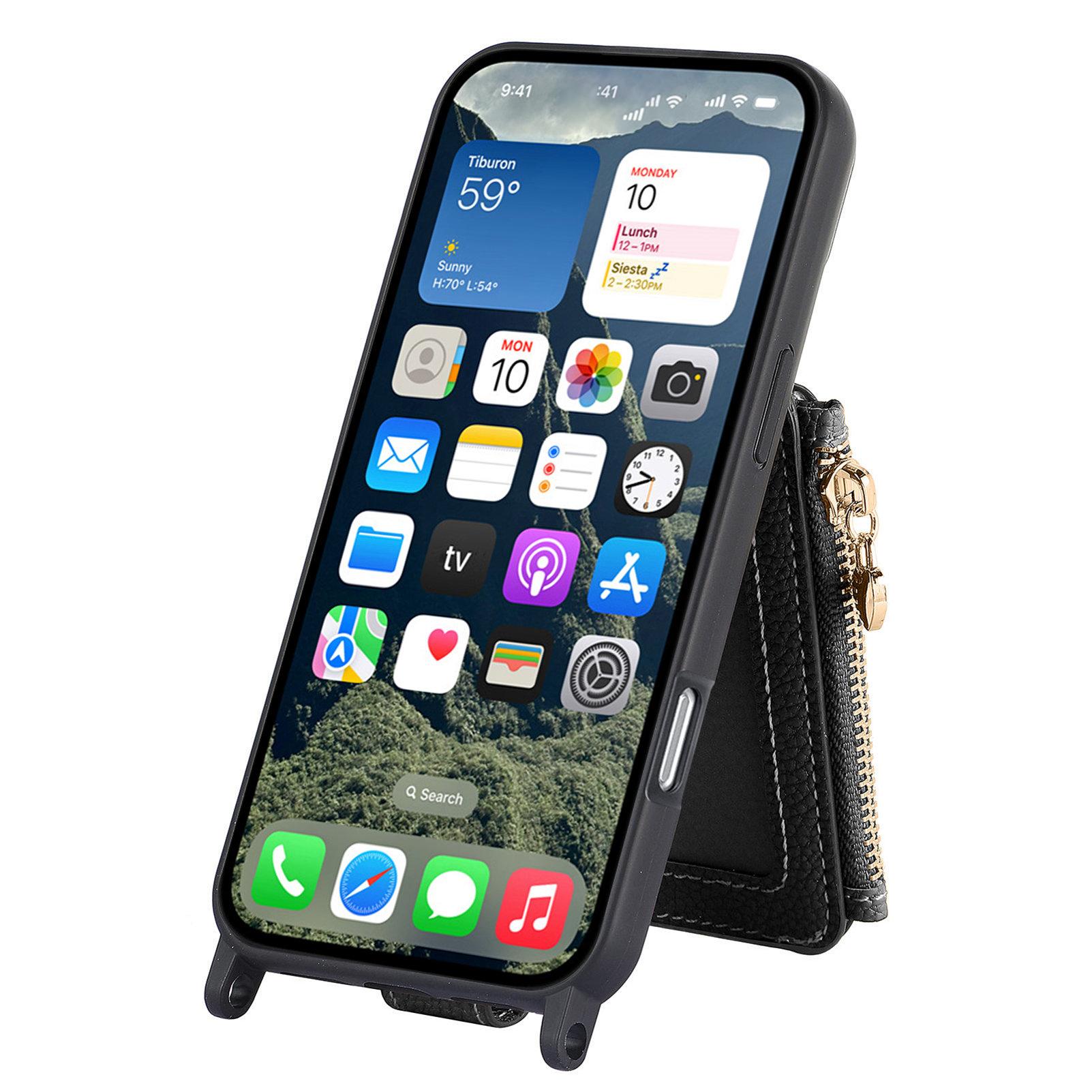 For iPhone 16 Pro Max Case Card Holder Kickstand Leather Back Cover with Shoulder Strap Black
For iPhone 16 Pro Max Case Card Holder Kickstand Leather Back Cover with Shoulder Strap Black