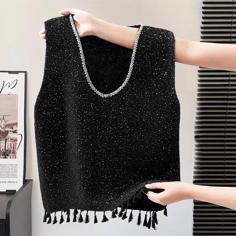 Женский мерцающий вязаный жилет с кисточками One Size
Женский мерцающий вязаный жилет с кисточками One Size