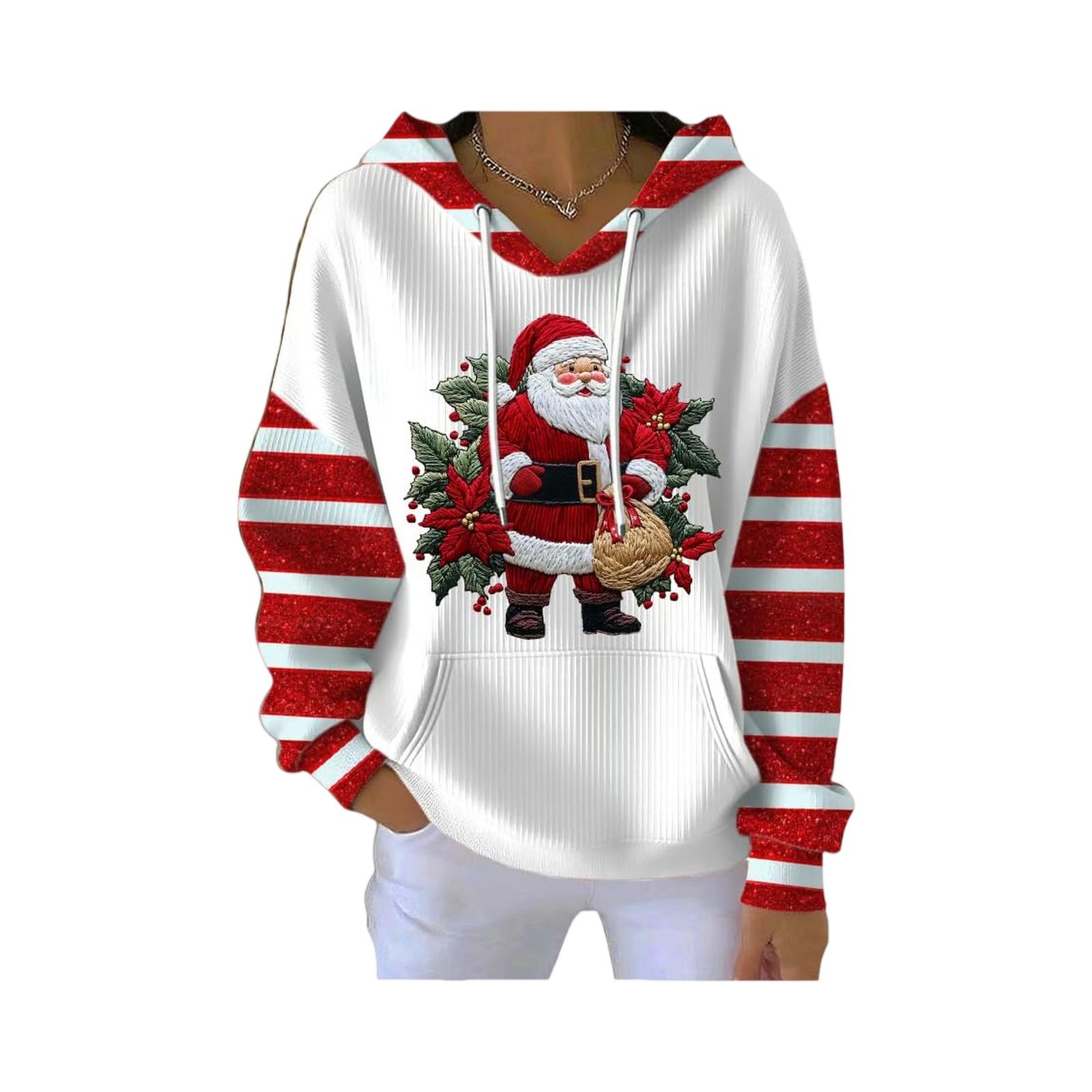 Women s Loose And Comfortable Drawstring V-neck Long Sleeved Christmas Print Hoodie XL белый
Women s Loose And Comfortable Drawstring V-neck Long Sleeved Christmas Print Hoodie XL белый