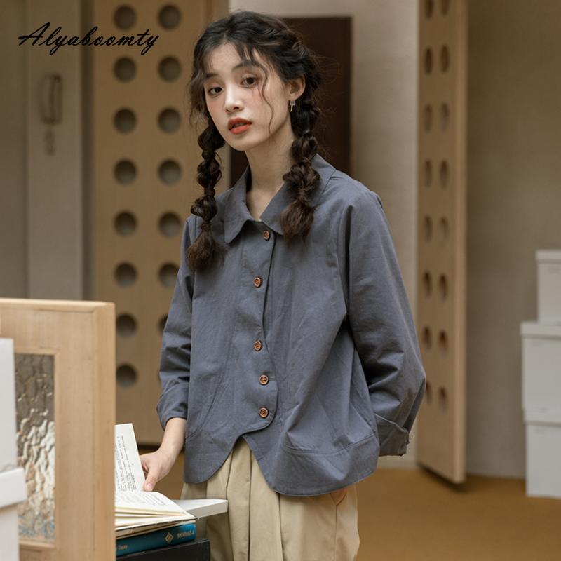 Японская мори девушка, весна-осень, женская однотонная блузка с отложным воротником, абрикосово-синяя повседневная свободная рубашка, элегантная блузка с длинными рукавами нерегулярной формы L синий
Японская мори девушка, весна-осень, женская однотонная блузка с отложным воротником, абрикосово-синяя повседневная свободная рубашка, элегантная блузка с длинными рукавами нерегулярной формы L синий