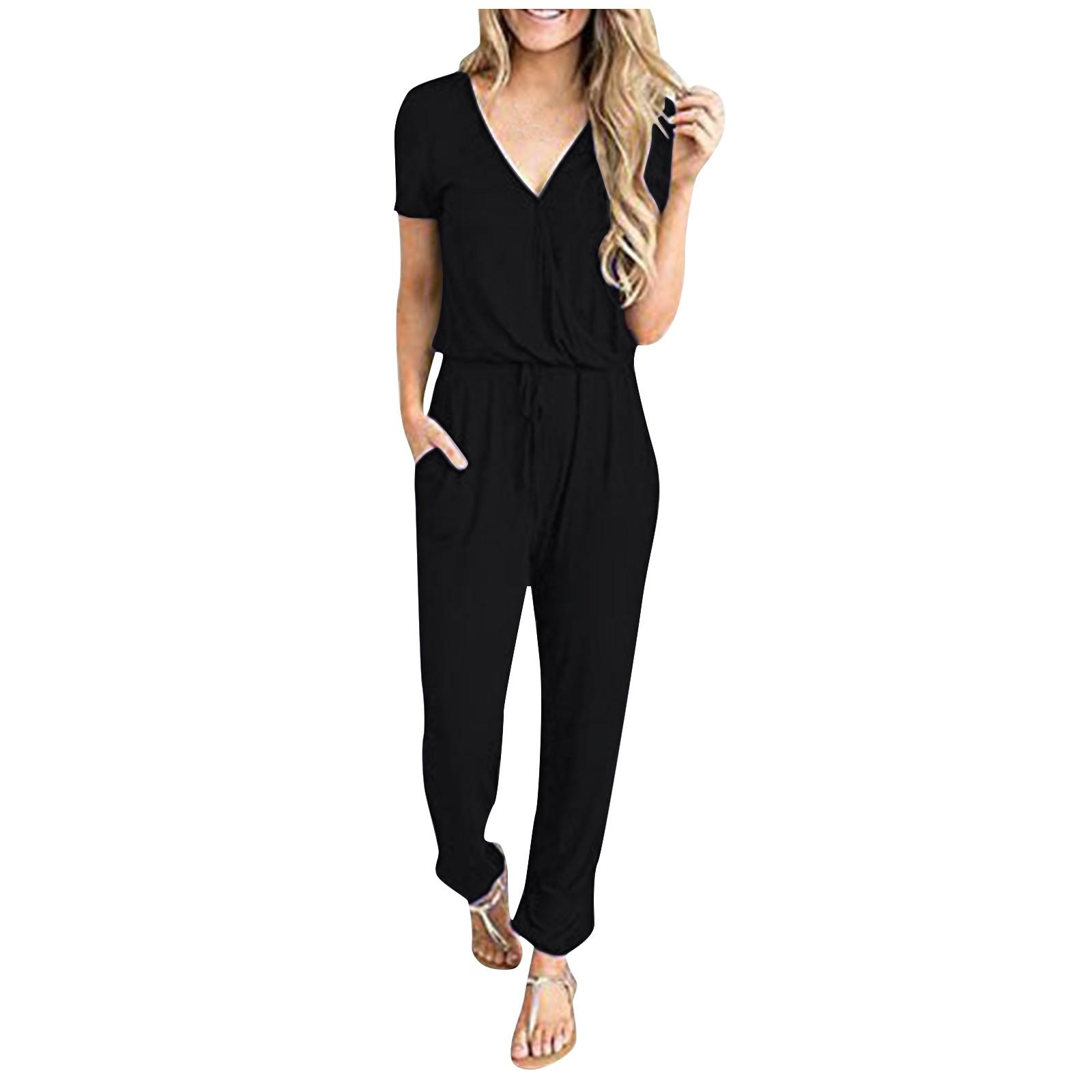Women’s Sexy Deep V-Neck Short Sleeve Wrap Drawstring Waist Jumpsuit Romper With Pockets L чёрный
Women’s Sexy Deep V-Neck Short Sleeve Wrap Drawstring Waist Jumpsuit Romper With Pockets L чёрный