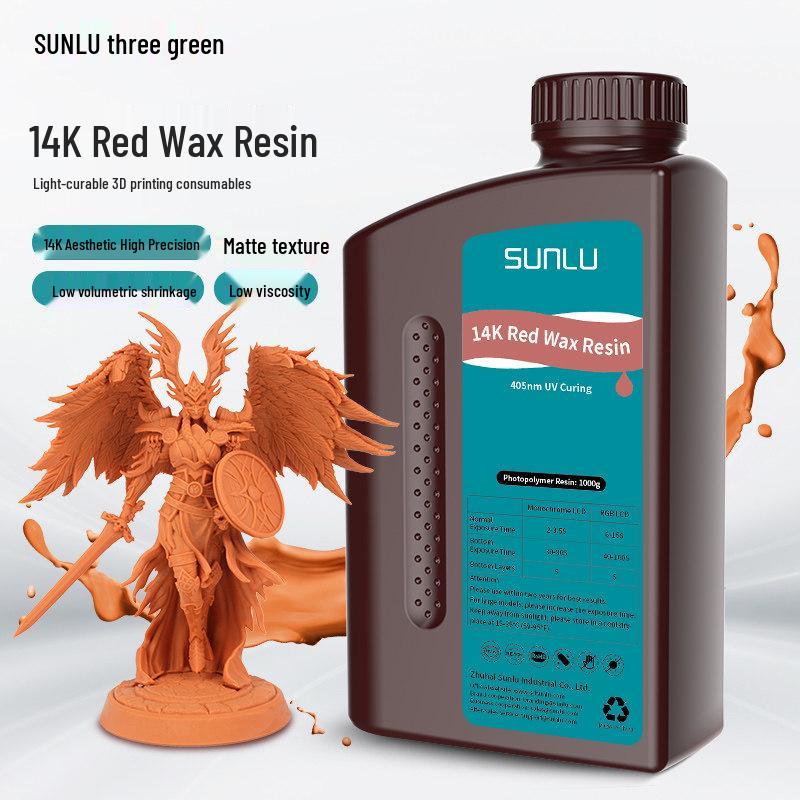 Three Green 14K Red Wax Photopolymer Resin: High-Detail, Delicate Texture 3D Printing Filament
Three Green 14K Red Wax Photopolymer Resin: High-Detail, Delicate Texture 3D Printing Filament