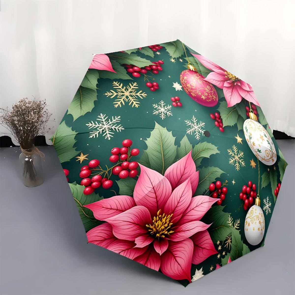 Portable Folding Umbrella with Automatic Open/Close - Christmas Umbrella with Poinsettia Flowers, Holly Berries & Red/White Or (as the picture,Iron&8K)
Portable Folding Umbrella with Automatic Open/Close - Christmas Umbrella with Poinsettia Flowers, Holly Berries & Red/White Or (as the picture,Iron&8K)