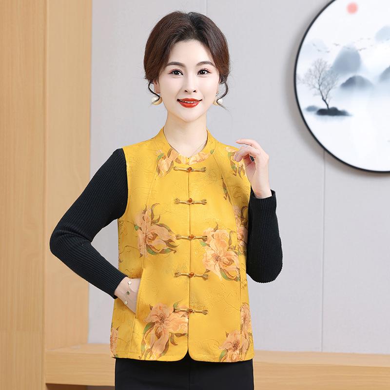 New Autumn Vest with Frog Button for Middle-aged Women - Chinese Style Print, Thin National Shawl 5XL (for 145-160 jin)
New Autumn Vest with Frog Button for Middle-aged Women - Chinese Style Print, Thin National Shawl 5XL (for 145-160 jin)
