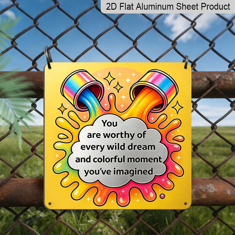 2D Flat - 1pc Vintage Aluminum Metal Sign for Outdoor Wall Decoration, Featuring A Retro Tin Sign Style with An Inspirational Quote: You Deserve 20*20cm
2D Flat - 1pc Vintage Aluminum Metal Sign for Outdoor Wall Decoration, Featuring A Retro Tin Sign Style with An Inspirational Quote: You Deserve 20*20cm
