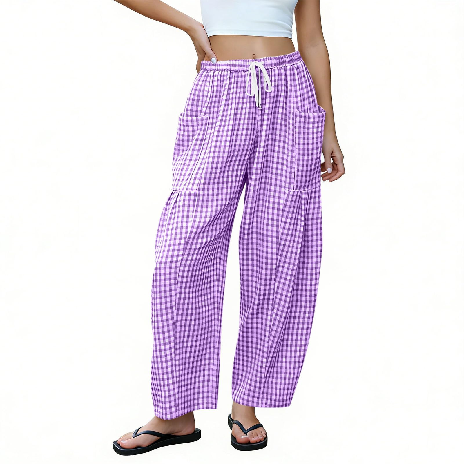Women’s Loose Fit Plaid Drawstring Waist Pants with Large Side Pockets Casual Wide Leg Trousers for Daily Wear XXL фиолетовый
Women’s Loose Fit Plaid Drawstring Waist Pants with Large Side Pockets Casual Wide Leg Trousers for Daily Wear XXL фиолетовый