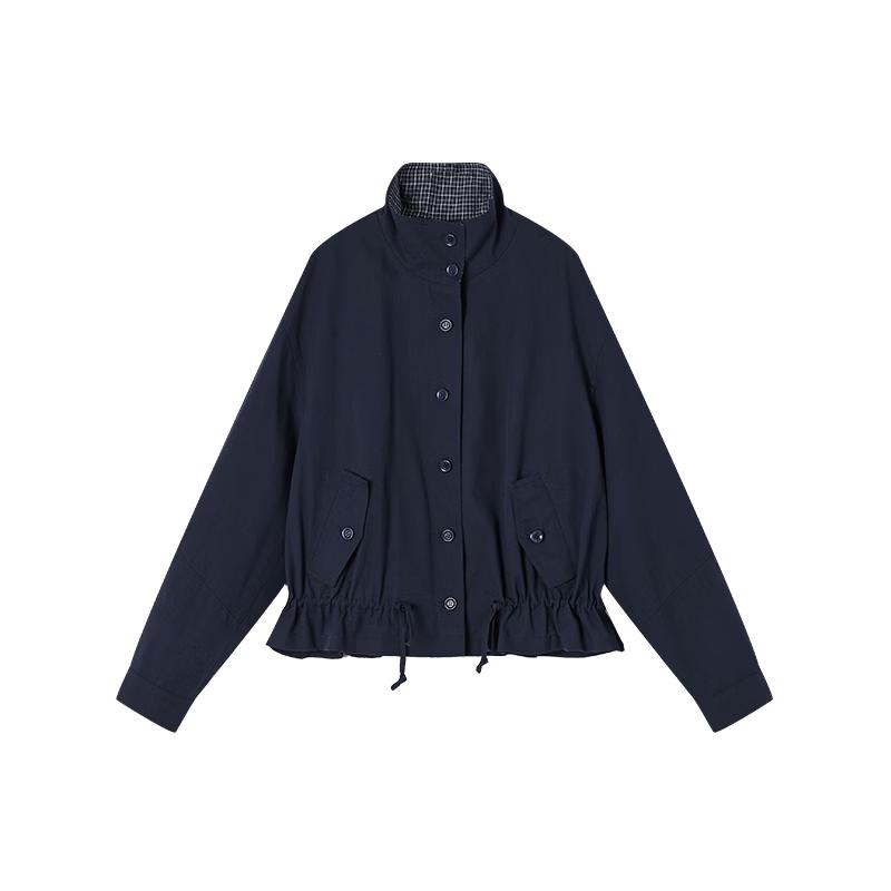 Women s Navy Stand-Collar Drawstring Waist Short Jacket S
Women s Navy Stand-Collar Drawstring Waist Short Jacket S