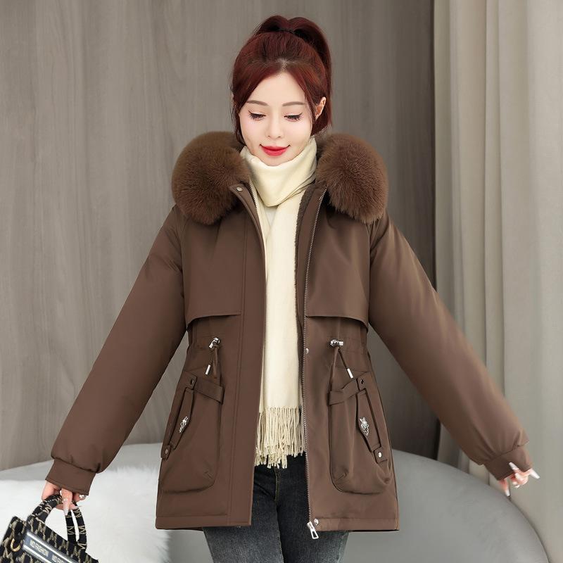 Женские зимние парки с капюшоном, с большим меховым воротником, теплая одежда с хлопковой подкладкой, женская куртка M
Женские зимние парки с капюшоном, с большим меховым воротником, теплая одежда с хлопковой подкладкой, женская куртка M