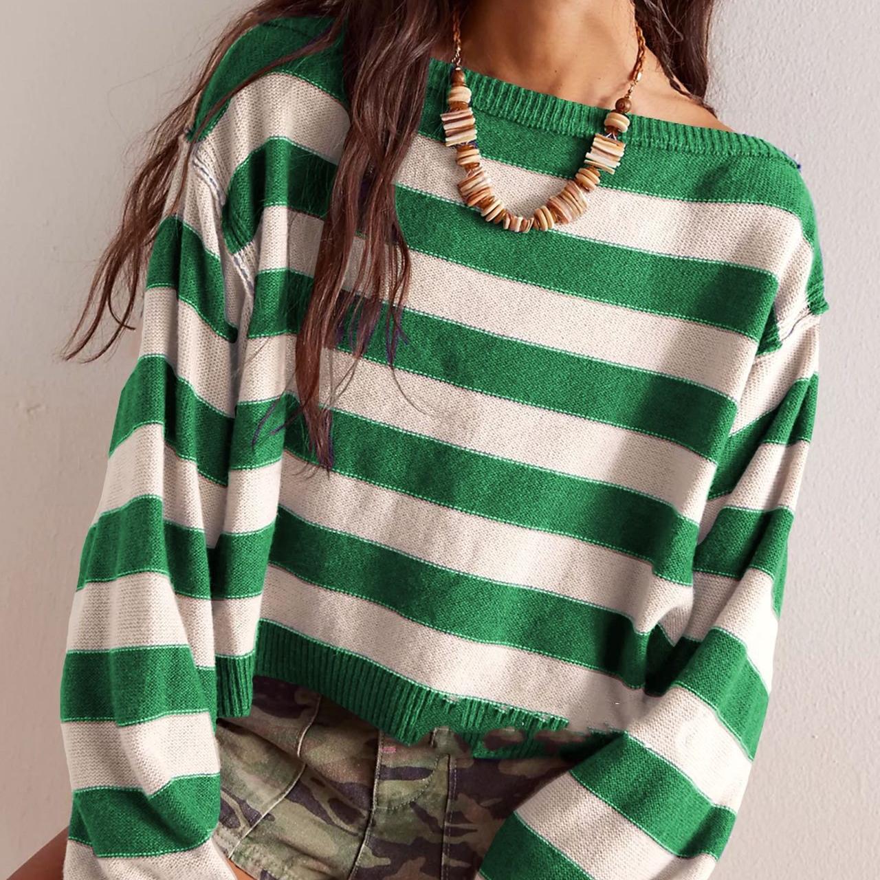 QICED Осенне-зимний пуловер свободный свитер в полоску короткий трикотажный женский XL зелёный
QICED Осенне-зимний пуловер свободный свитер в полоску короткий трикотажный женский XL зелёный