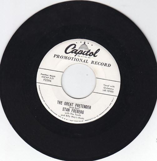 7inch Record STAN FREBERG - The Great Pretender / The Quest For F3396PROMO Capitol Records 1956 US Rock Used
7inch Record STAN FREBERG - The Great Pretender / The Quest For F3396PROMO Capitol Records 1956 US Rock Used