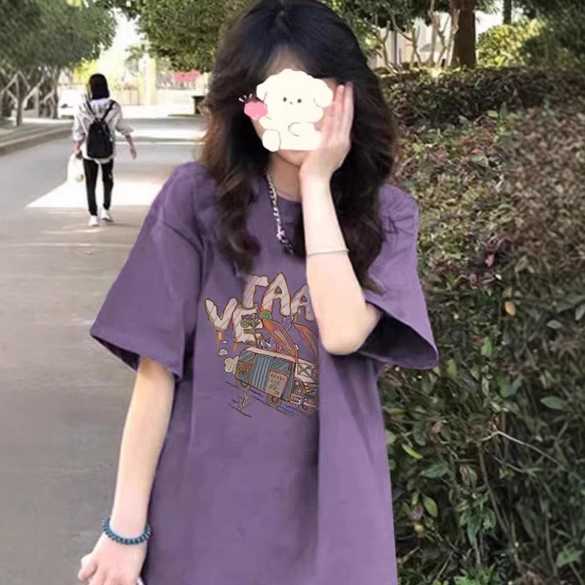 Plus Size Purple Short Sleeve Women s T-Shirt - New Summer American Style, Loose Fit, Trendy Design. M (80-100 lbs) виноградний/фіолетовий
Plus Size Purple Short Sleeve Women s T-Shirt - New Summer American Style, Loose Fit, Trendy Design. M (80-100 lbs) виноградний/фіолетовий