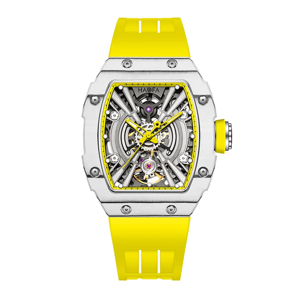 HAOFA Watch Skeleton Automatic Medium Size Mechanical Watch Double Layer Carbon Fiber Case Barrel Shape Tonneau Shape Titanium Watch Baseball Watch жовтий
HAOFA Watch Skeleton Automatic Medium Size Mechanical Watch Double Layer Carbon Fiber Case Barrel Shape Tonneau Shape Titanium Watch Baseball Watch жовтий