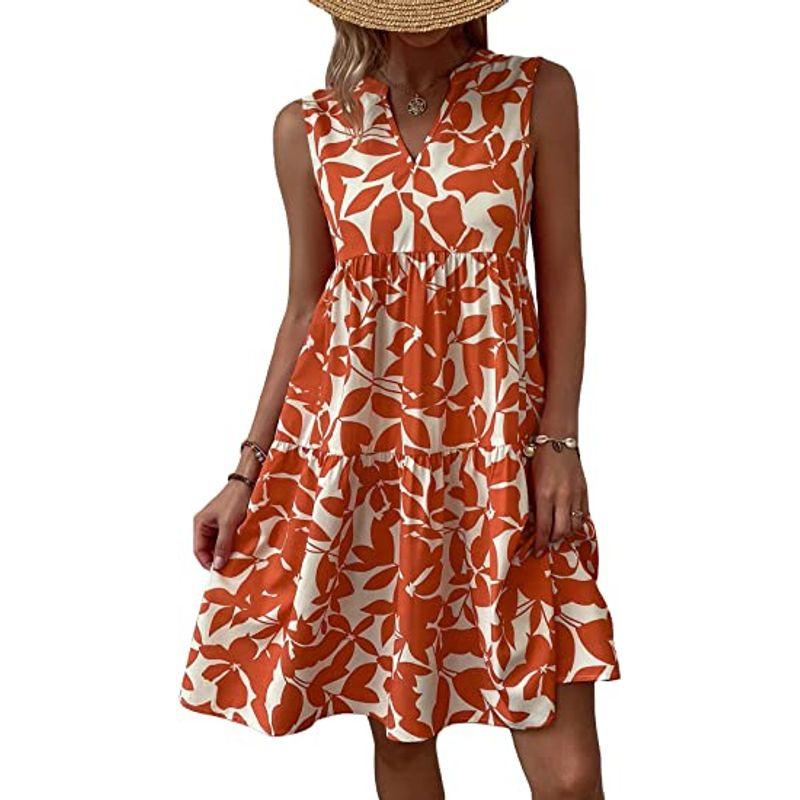 European and American Cross-Border Export Summer Women Full Body Dress V-neck Loose Bohemian Pleat Plus size Fat M Fashion Sleeveless Orange L(Bust size 100)
European and American Cross-Border Export Summer Women Full Body Dress V-neck Loose Bohemian Pleat Plus size Fat M Fashion Sleeveless Orange L(Bust size 100)