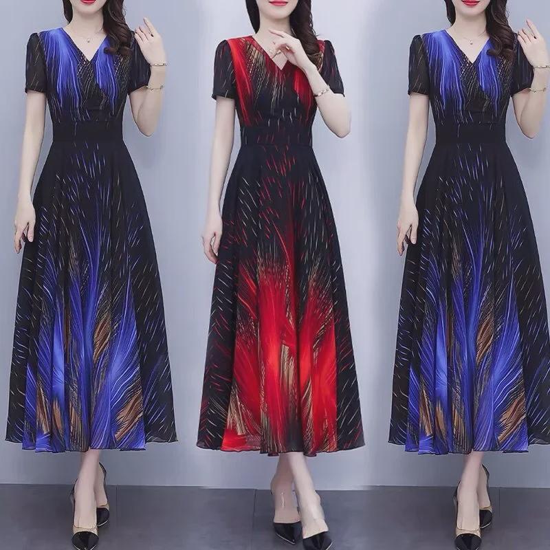 2022 Summer French Print V-Neck Midi Dress with Waist Gathering - Plus Size Ice Silk Swing Dress for Middle-Aged Women 4XL червоний
2022 Summer French Print V-Neck Midi Dress with Waist Gathering - Plus Size Ice Silk Swing Dress for Middle-Aged Women 4XL червоний