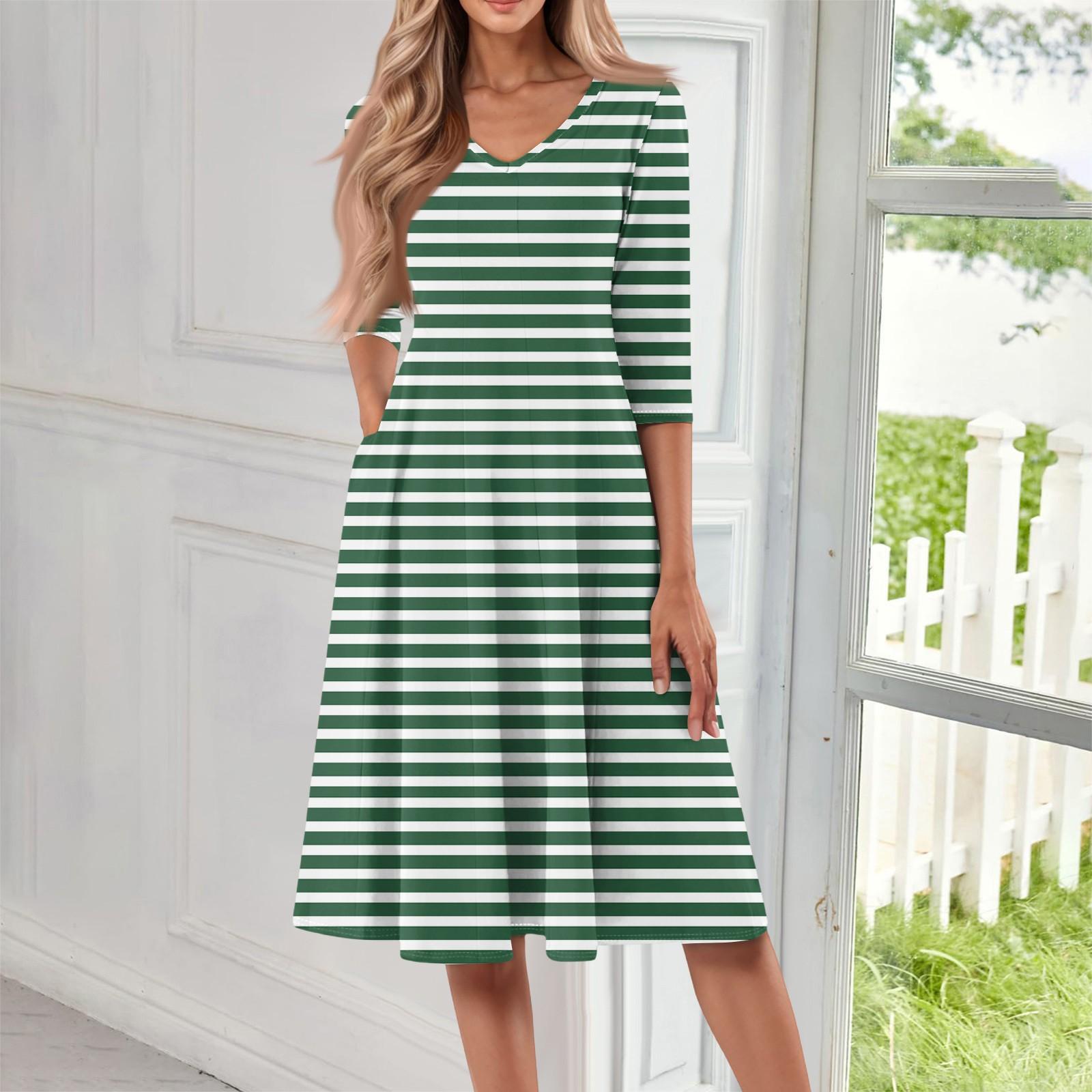 Жіноча повсякденна модна сукня міді з V-подібним вирізом і рукавом три чверті L зелений
Жіноча повсякденна модна сукня міді з V-подібним вирізом і рукавом три чверті L зелений