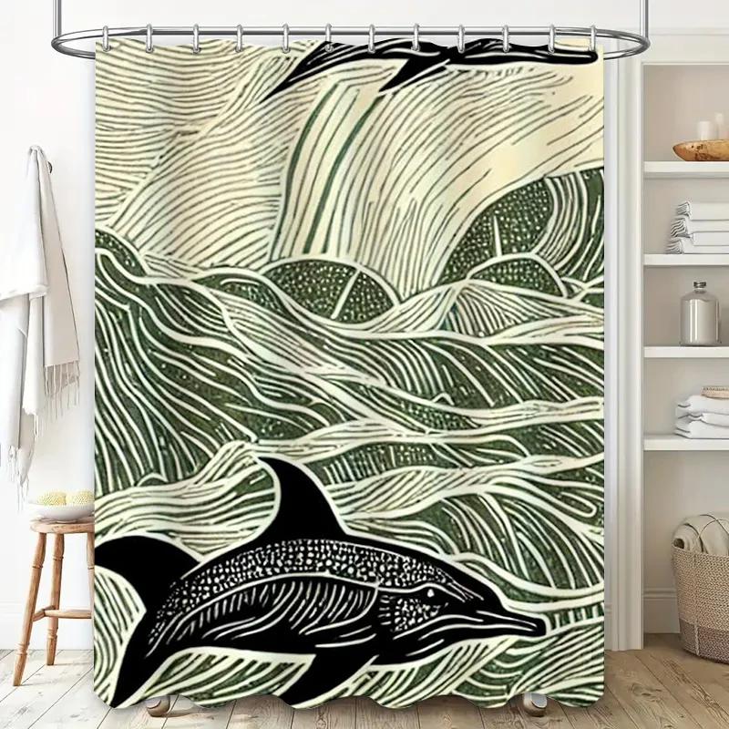 Artistic Dolphin Print Shower Curtain Waterproof Fabric For Bathrooms Home Decor Green Black White Tones W60H190(CM)-1 Pcs
Artistic Dolphin Print Shower Curtain Waterproof Fabric For Bathrooms Home Decor Green Black White Tones W60H190(CM)-1 Pcs