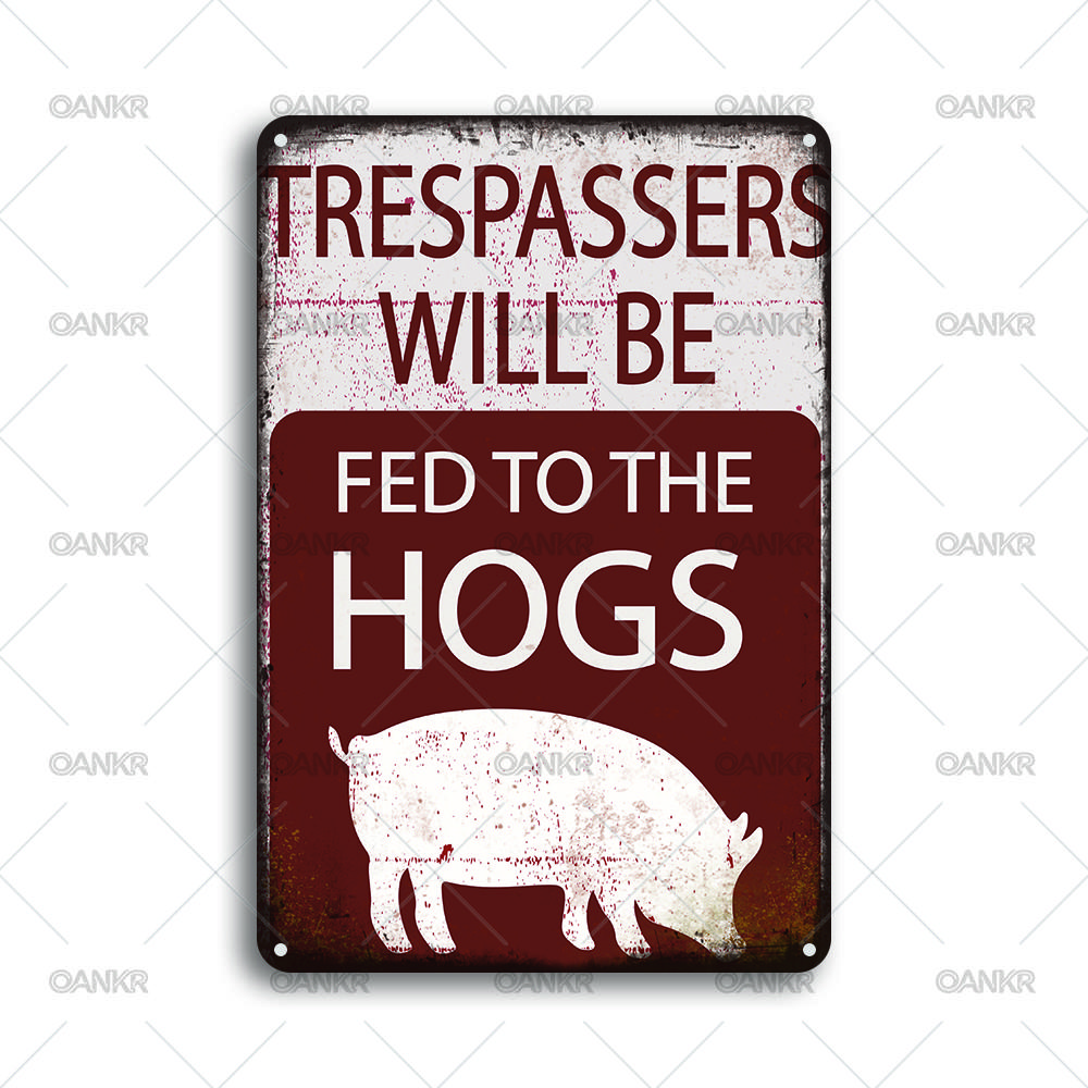 Vintage Warning Art Metal Tin Sign Trespassers Will Be Fed To The Hogs Metal Signs for Farm Bar Garden Home Wall Decor Plaque 20x30cm(7.8x11.8inch)
Vintage Warning Art Metal Tin Sign Trespassers Will Be Fed To The Hogs Metal Signs for Farm Bar Garden Home Wall Decor Plaque 20x30cm(7.8x11.8inch)