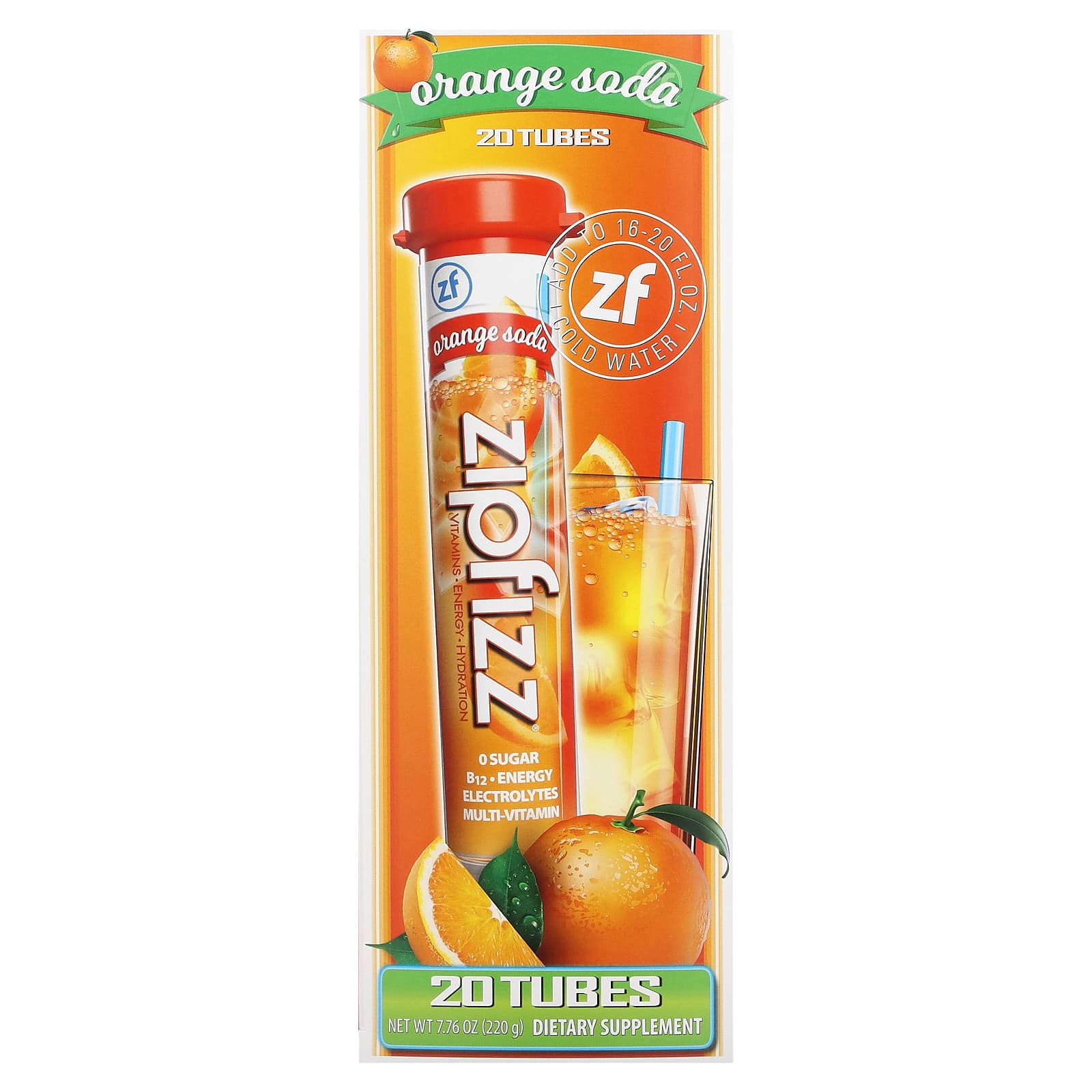 Zipfizz, Суміш для енергетичного напою, Апельсинова содова, 20 туб, 0,39 унції (11 г) Кожен
Zipfizz, Суміш для енергетичного напою, Апельсинова содова, 20 туб, 0,39 унції (11 г) Кожен