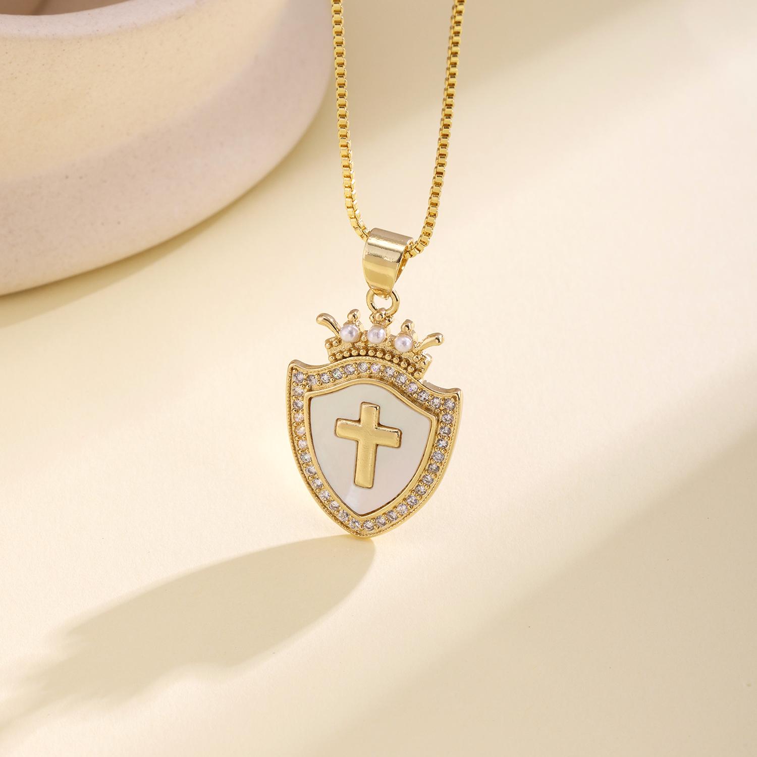 Nidin New Arrival Cross Pendant Necklace With Shell CZ Embellished Shield & Heart Shape Faith-Based Fashion Jewelry For Women
Nidin New Arrival Cross Pendant Necklace With Shell CZ Embellished Shield & Heart Shape Faith-Based Fashion Jewelry For Women