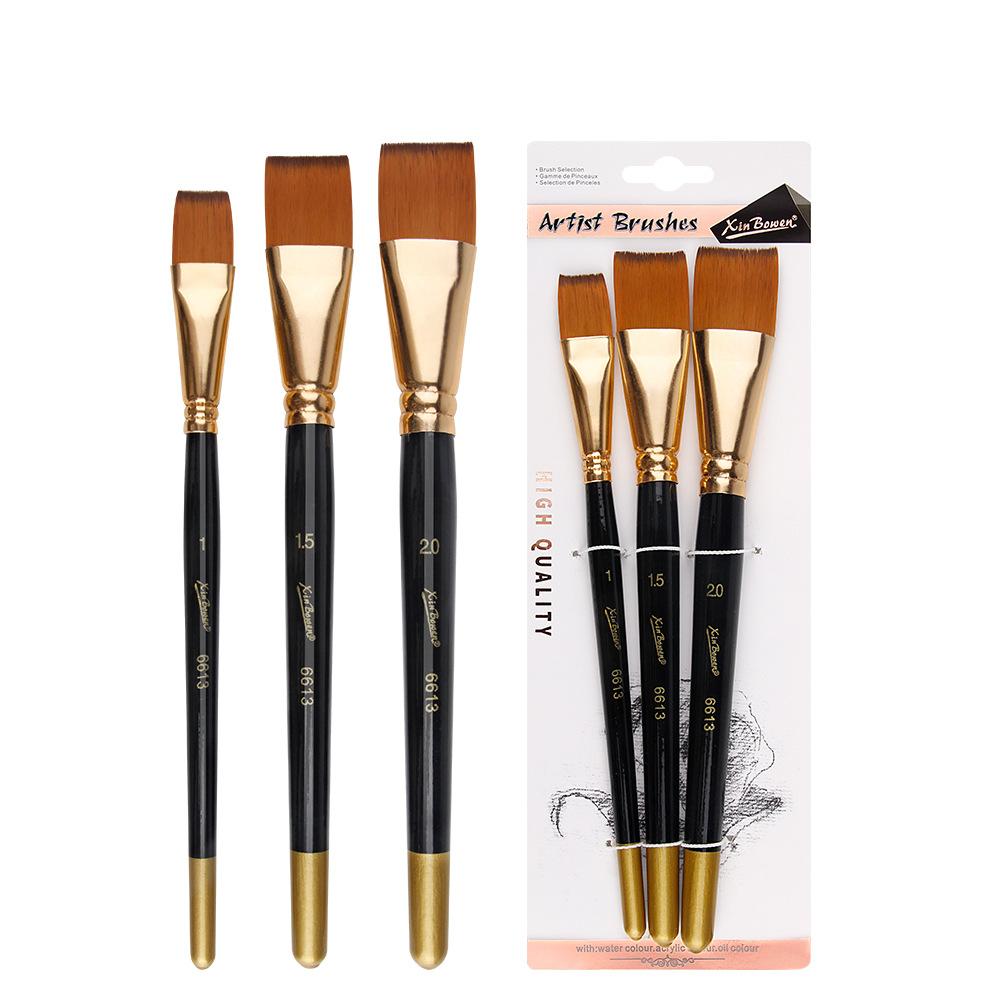3-Pack Wooden Handle Short Flat Paint Brushes for Oil Acrylic Watercolor Student Artist Brush Set Soft Nylon Art Supplies
3-Pack Wooden Handle Short Flat Paint Brushes for Oil Acrylic Watercolor Student Artist Brush Set Soft Nylon Art Supplies