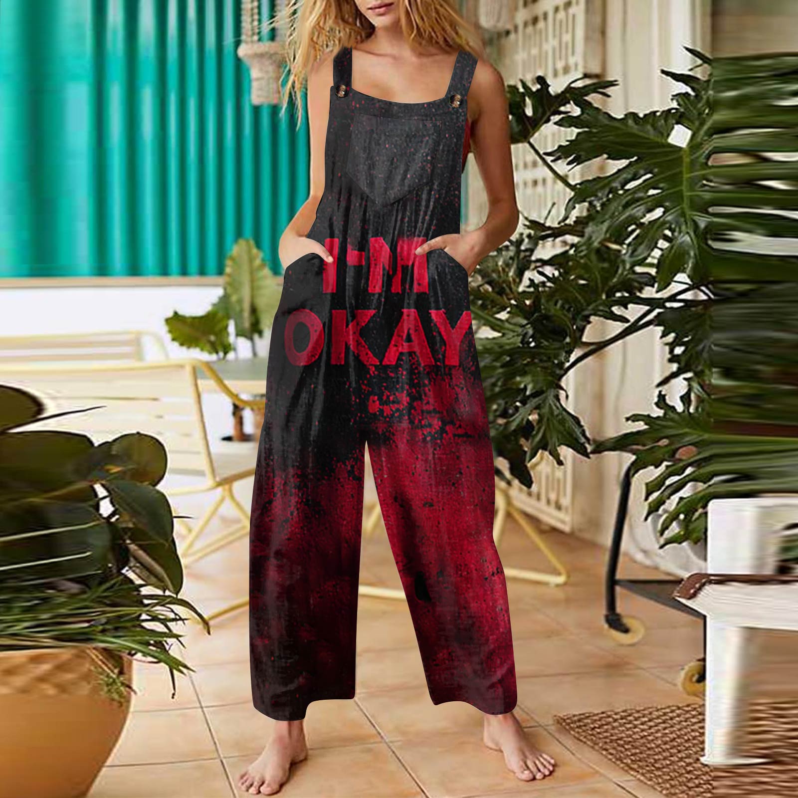 Женский модный повседневный винтажный комбинезон без рукавов на пуговицах с принтом на Хэллоуин XL винный
Женский модный повседневный винтажный комбинезон без рукавов на пуговицах с принтом на Хэллоуин XL винный