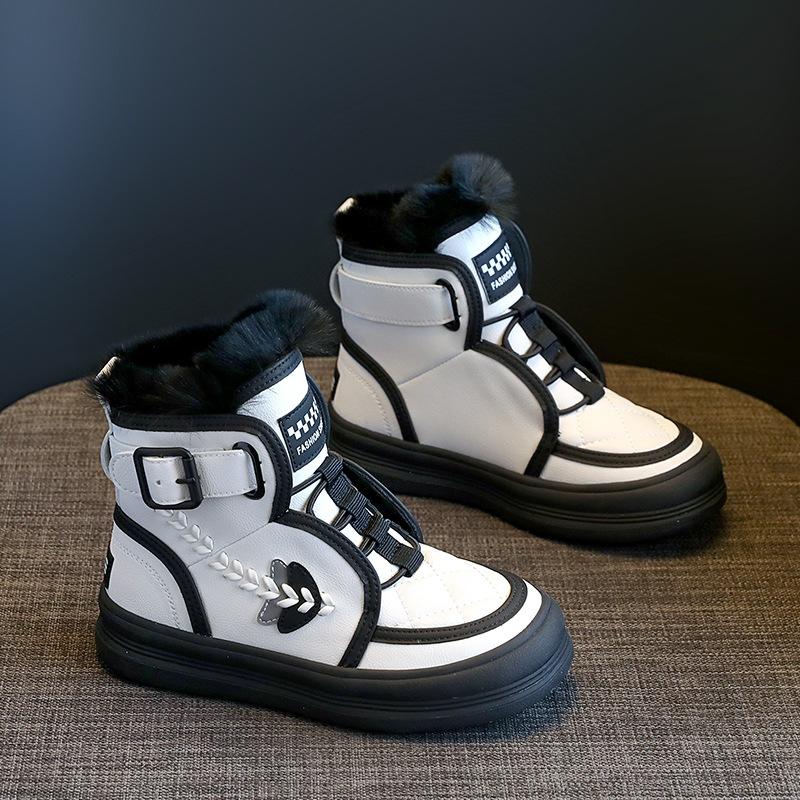 Зимние сапоги для девочек, зимние детские теплые сапоги на нескользящей мягкой подошве для мальчиков 27 чёрный