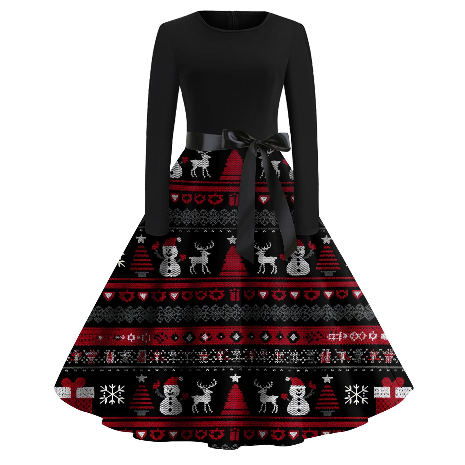 Женское модное повседневное платье приталенного кроя с круглым вырезом, рождественским принтом и длинными рукавами L
Женское модное повседневное платье приталенного кроя с круглым вырезом, рождественским принтом и длинными рукавами L