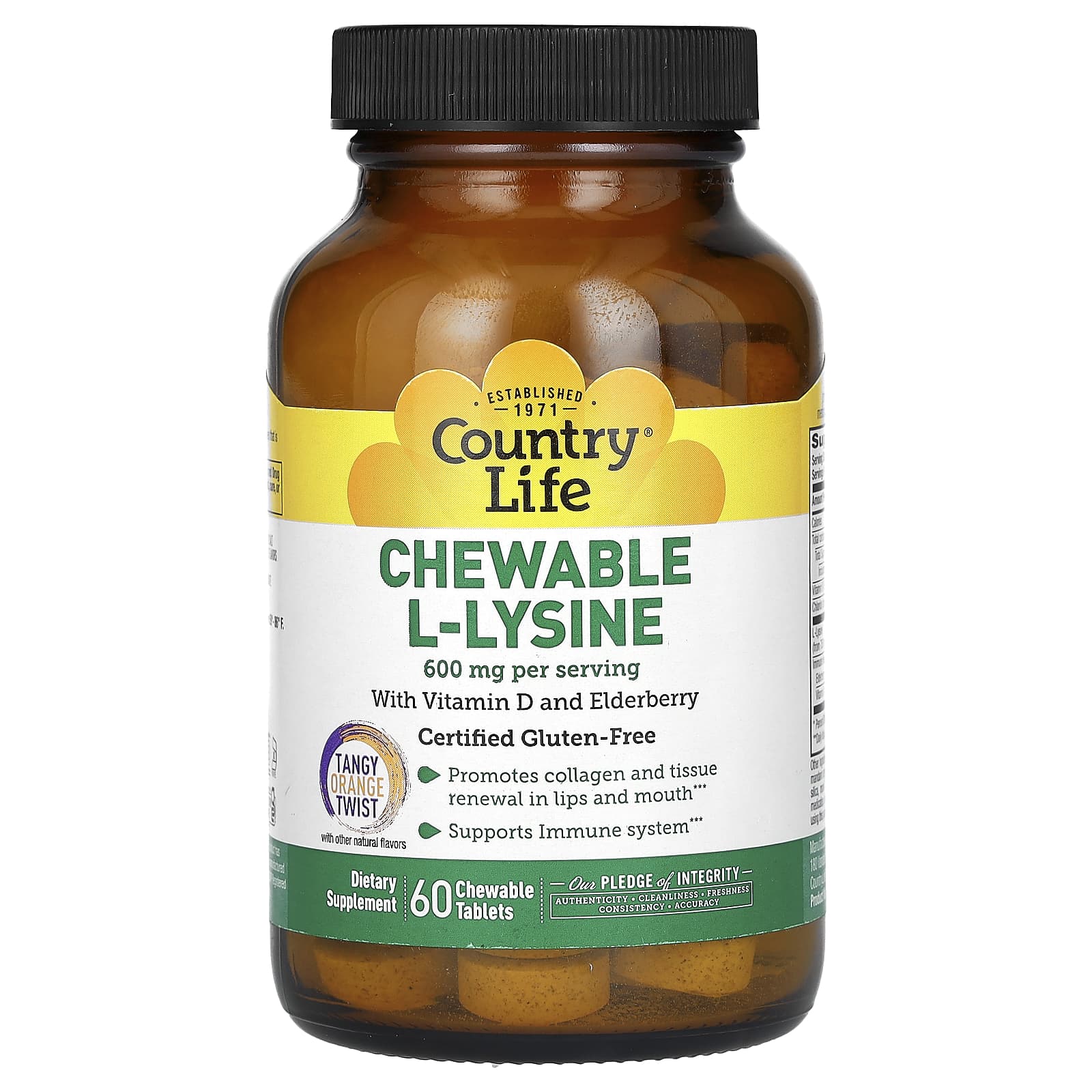 Chewable L-Lysine with Vitamin D and Elderberry, Tangy Orange Twist, 600Mg, 60 Chewable Tablets (300Mg per tablet)
Chewable L-Lysine with Vitamin D and Elderberry, Tangy Orange Twist, 600Mg, 60 Chewable Tablets (300Mg per tablet)
