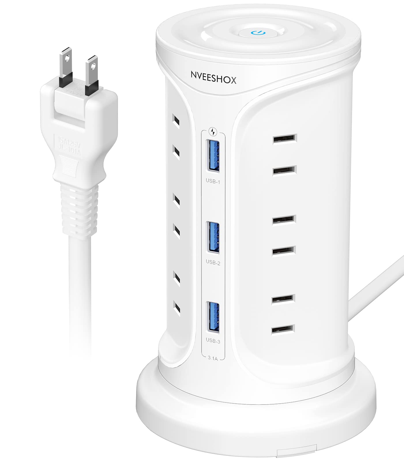 NVEESHOX Tower Power Strip with USB Outlet, 2m, 12 AC Outlets, 3 USB Ports, Surge Protection, Mounting Bracket, 3-Layer Design, Multi-Pack, Wall Mount
NVEESHOX Tower Power Strip with USB Outlet, 2m, 12 AC Outlets, 3 USB Ports, Surge Protection, Mounting Bracket, 3-Layer Design, Multi-Pack, Wall Mount