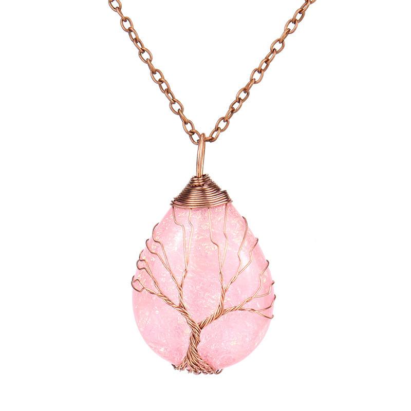 Handmade Copper Wire Winding Silk Tree Of Life Resin Water Drop Corrugated Sheet Necklace N515
Handmade Copper Wire Winding Silk Tree Of Life Resin Water Drop Corrugated Sheet Necklace N515