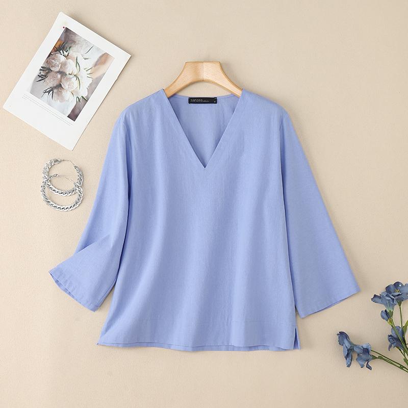 ZANZEA Womens Casual V-Neck Solid Color 3/4 Sleeve Blouse S синій
ZANZEA Womens Casual V-Neck Solid Color 3/4 Sleeve Blouse S синій