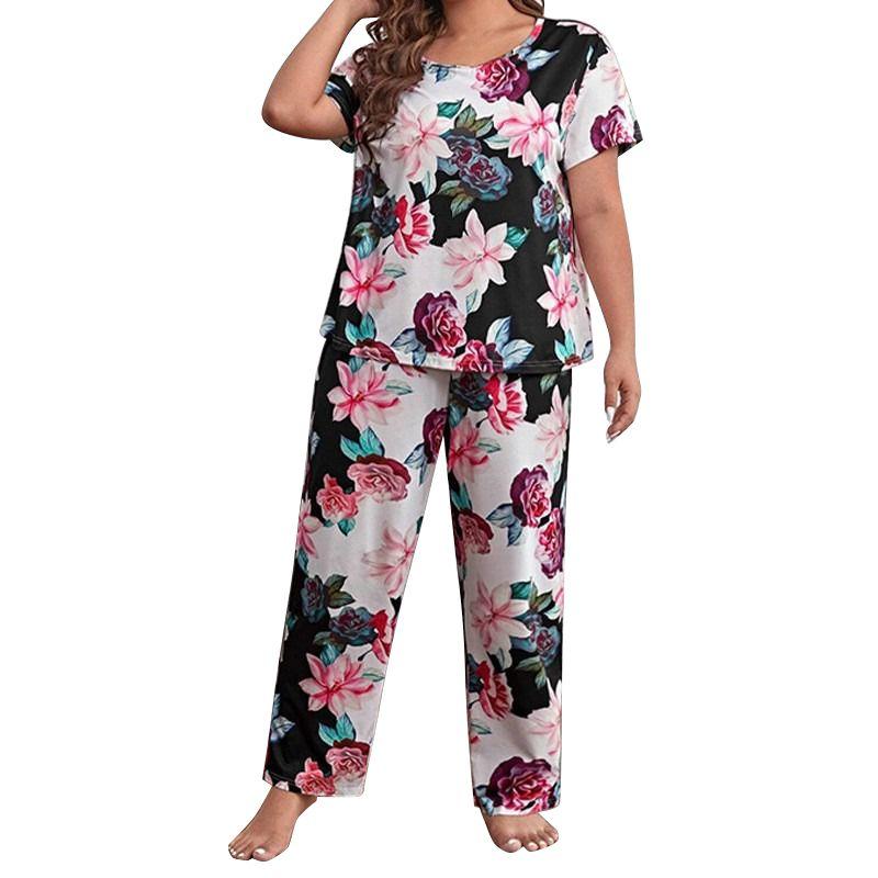 Женские пижамные комплекты больших размеров, повседневная свободная футболка с коротким рукавом и брюки, домашняя одежда 2XL
Женские пижамные комплекты больших размеров, повседневная свободная футболка с коротким рукавом и брюки, домашняя одежда 2XL