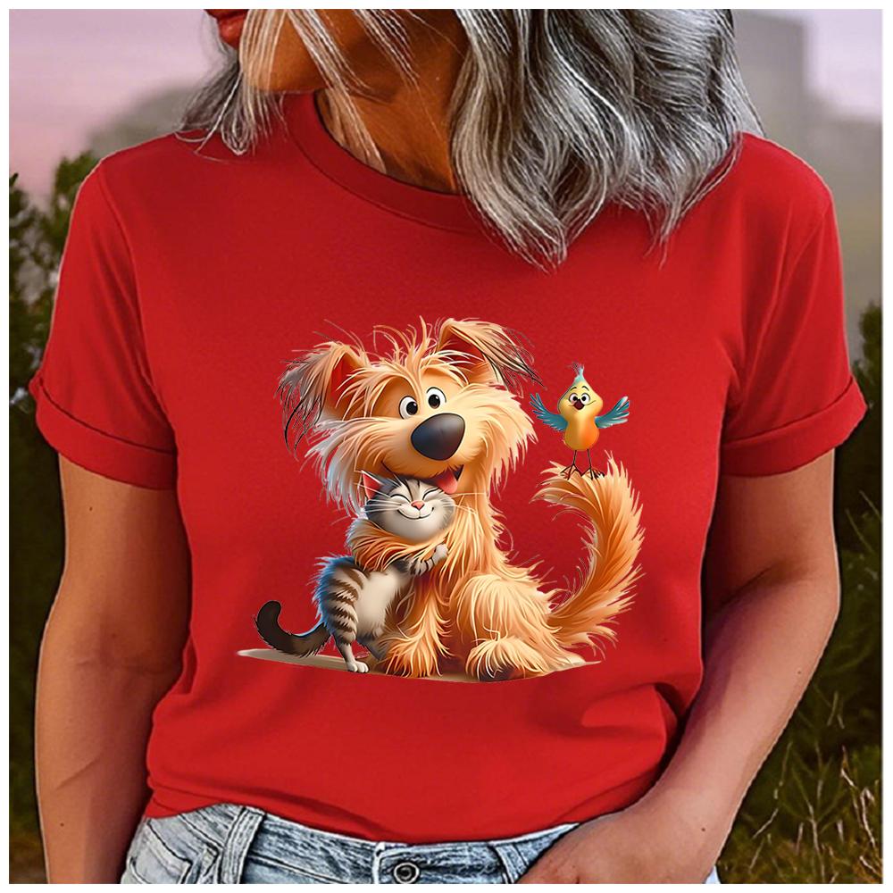 Women s Cotton 100% Cute dog Print Base T-shirt Loose round Neck Casual Short Sleeve Fashion Top Wholesale Clothing Summer S
Women s Cotton 100% Cute dog Print Base T-shirt Loose round Neck Casual Short Sleeve Fashion Top Wholesale Clothing Summer S