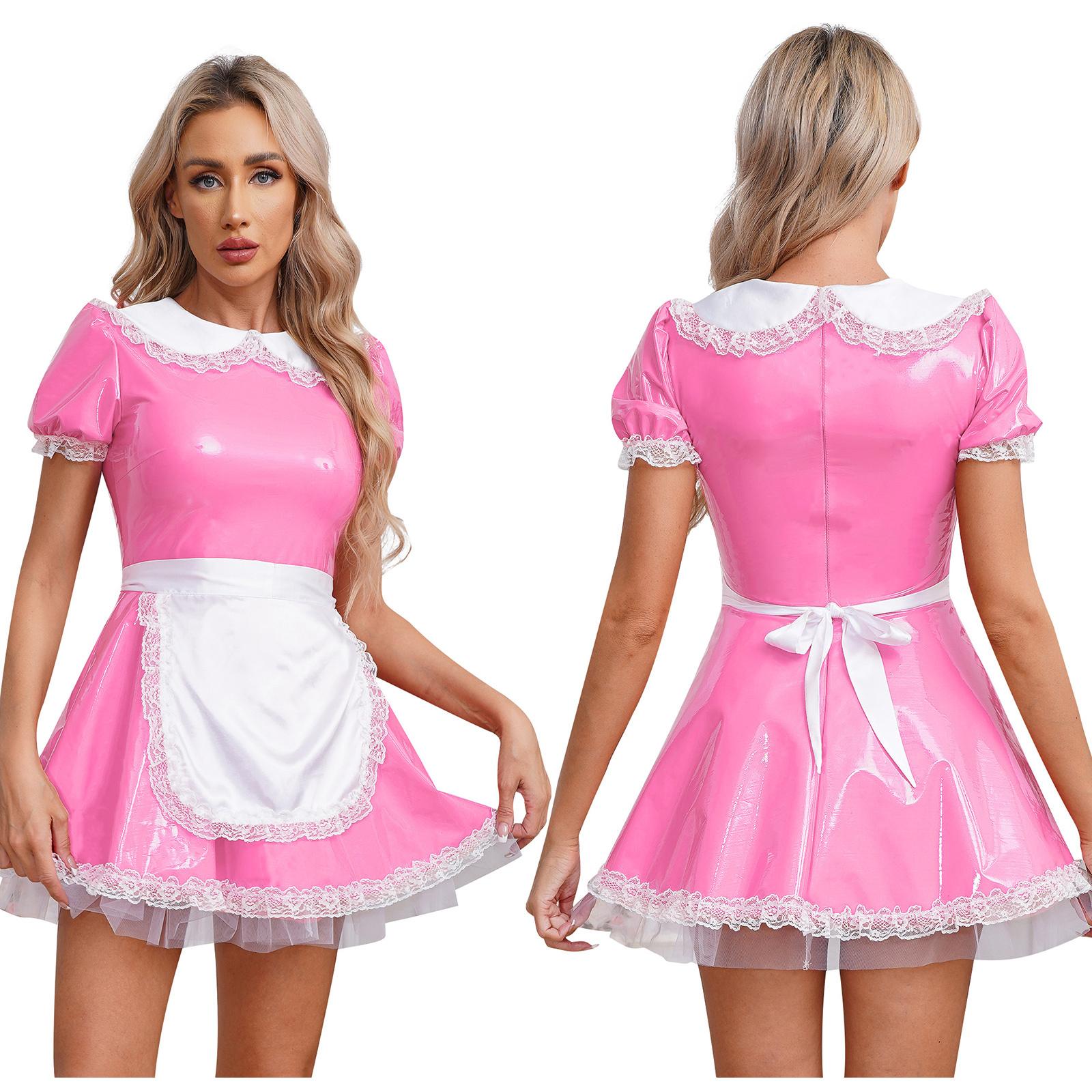 Women Maid Cosplay Dress Doll Collar Puff Sleeve Ruffle Lace Apron Patent Leather Club Party Outfit S рожевий
Women Maid Cosplay Dress Doll Collar Puff Sleeve Ruffle Lace Apron Patent Leather Club Party Outfit S рожевий