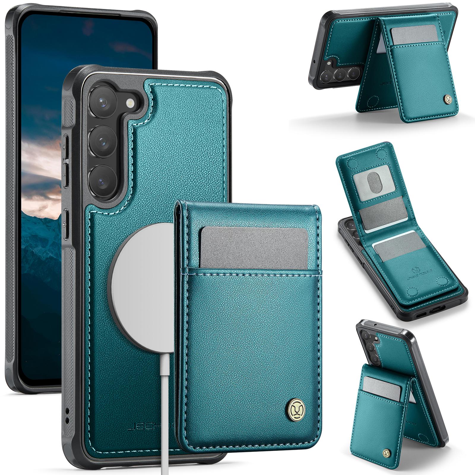 For Samsung Galaxy S23+ Leather Back Cover Compatible with MagSafe JEEHOOD J06 Phone Case with Card Bag RFID Blocking Blue
For Samsung Galaxy S23+ Leather Back Cover Compatible with MagSafe JEEHOOD J06 Phone Case with Card Bag RFID Blocking Blue