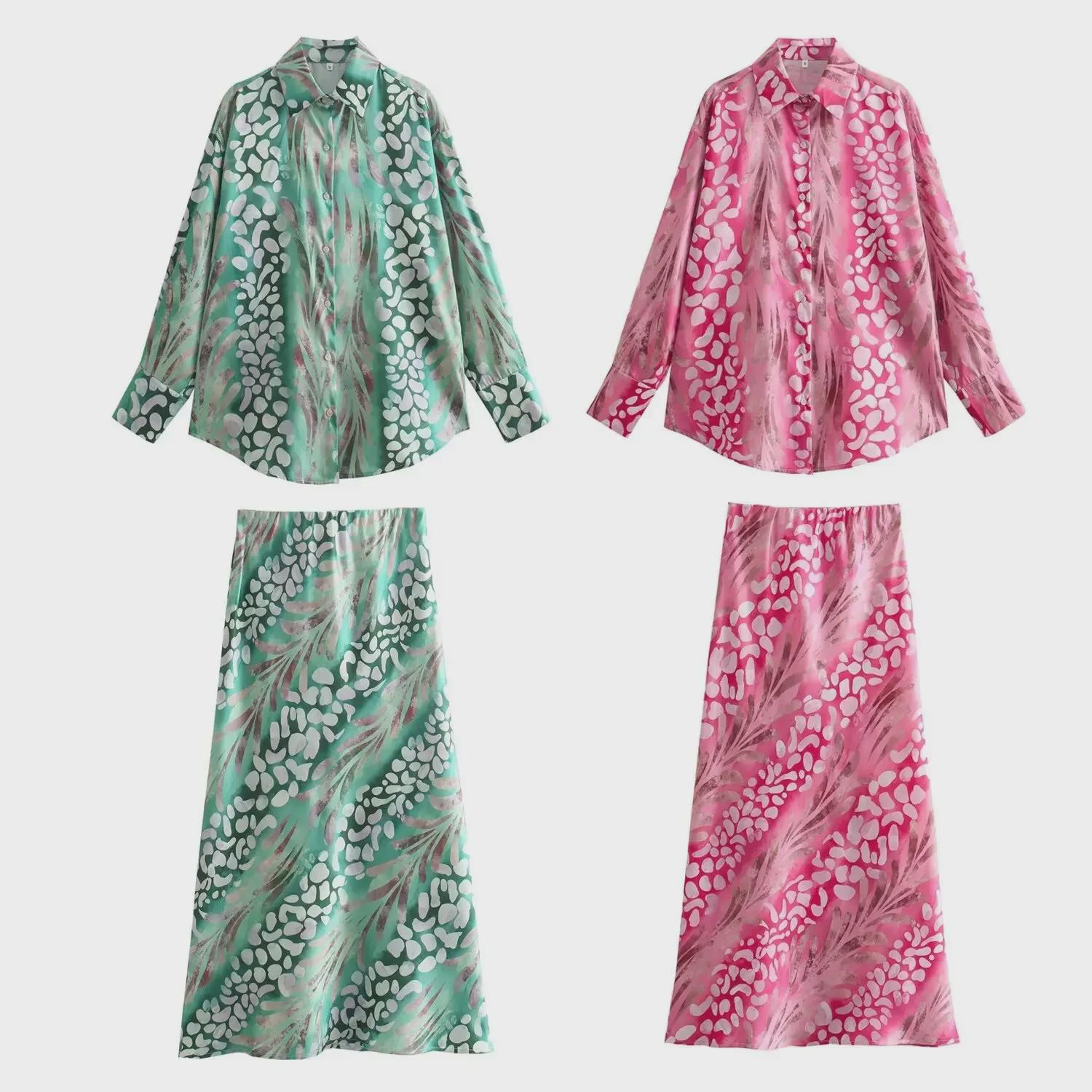 2024 Spring European & American Women s Silk Satin Print Shirt & Midi Skirt Set M
2024 Spring European & American Women s Silk Satin Print Shirt & Midi Skirt Set M
